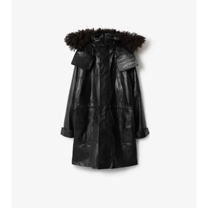 Abnehmbarer Lederparka mit Fransenbesatz