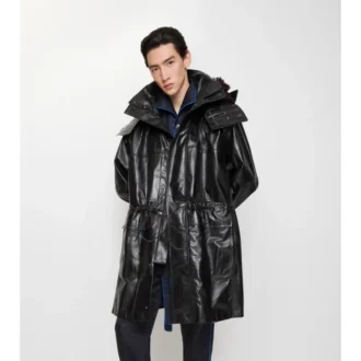 Abnehmbarer Lederparka mit Fransenbesatz