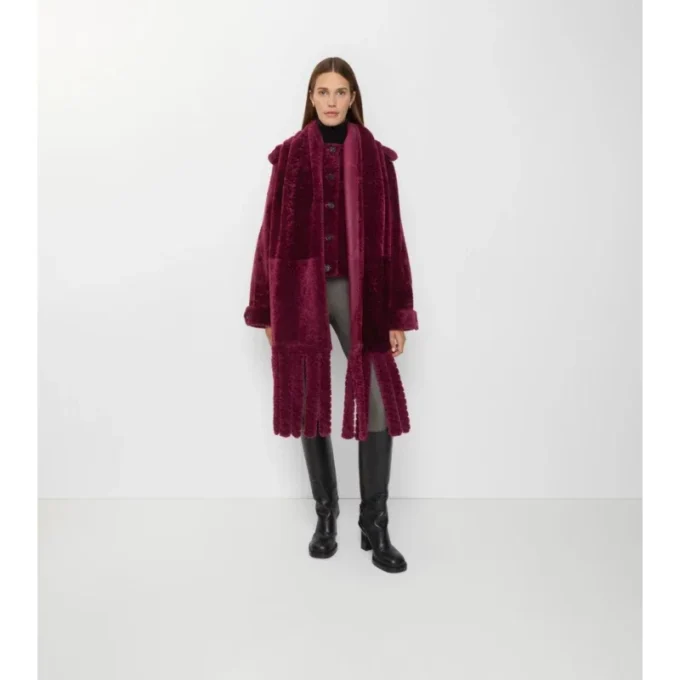 Abnehmbarer Schal Lammfelljacke