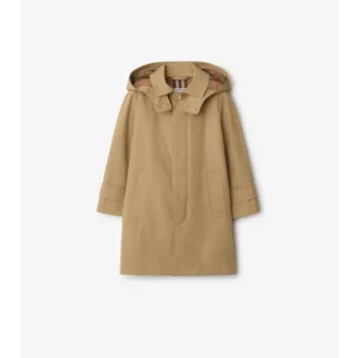 Baumwoll-Car Coat mit Kapuze