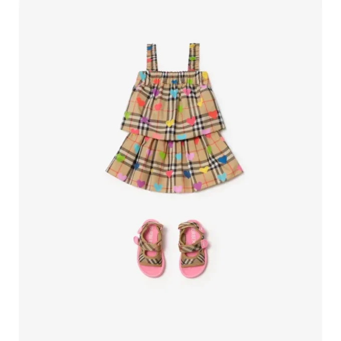 Baumwoll-Oberteil mit Herz-Karomuster