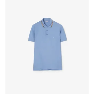 Baumwoll-Poloshirt mit Karobordüre