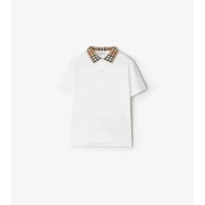 Baumwoll-Poloshirt mit Karokragen