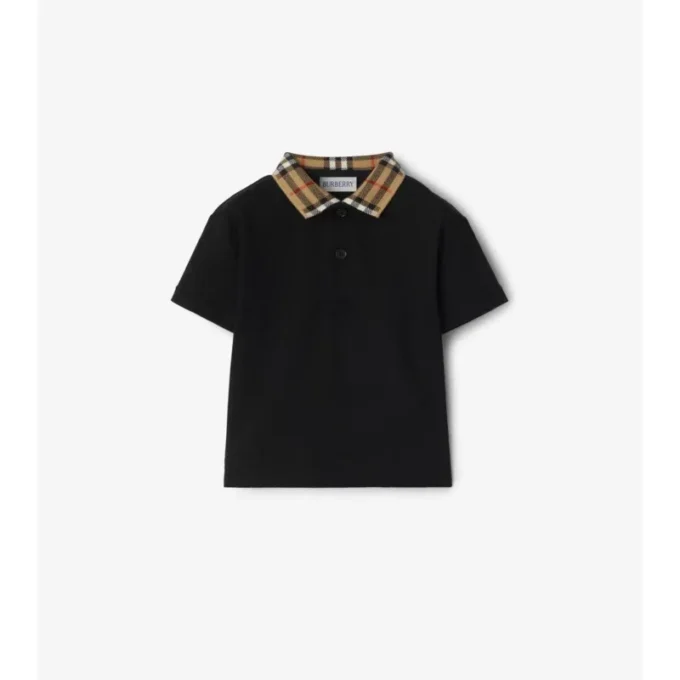 Baumwoll-Poloshirt mit Karokragen
