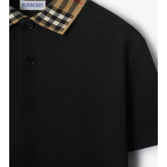 Baumwoll-Poloshirt mit Karokragen