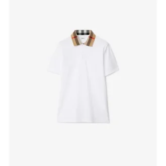Baumwoll-Poloshirt mit Karomuster am Kragen