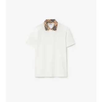 Baumwoll-Poloshirt mit Karomuster am Kragen