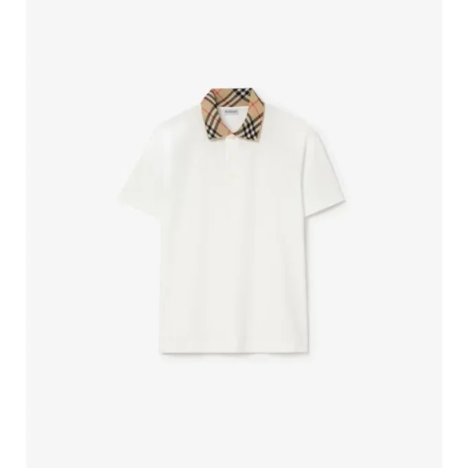 Baumwoll-Poloshirt mit Karomuster am Kragen