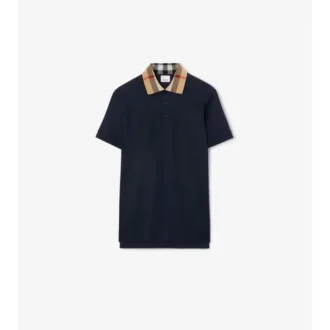 Baumwoll-Poloshirt mit Karomuster am Kragen