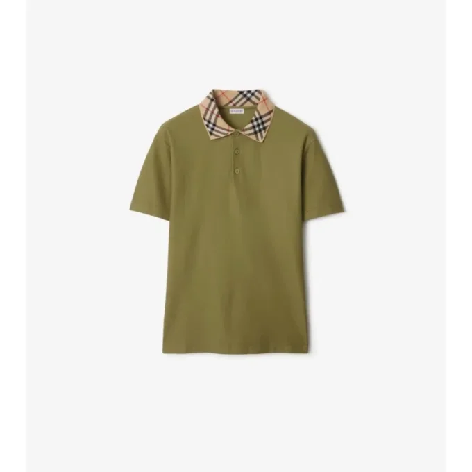 Baumwoll-Poloshirt mit Karomuster am Kragen