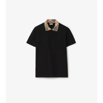 Baumwoll-Poloshirt mit Karomuster am Kragen