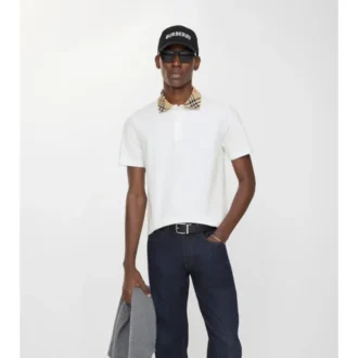 Baumwoll-Poloshirt mit Karomuster am Kragen