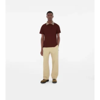 Baumwoll-Poloshirt mit Karomuster am Kragen