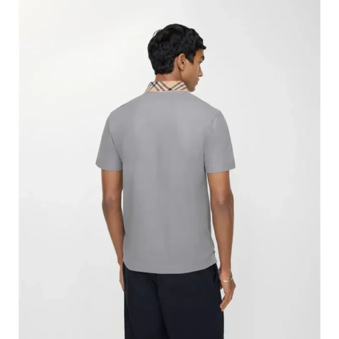 Baumwoll-Poloshirt mit Karomuster am Kragen