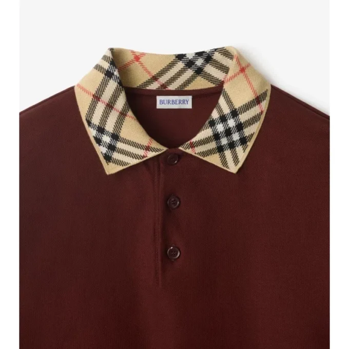Baumwoll-Poloshirt mit Karomuster am Kragen