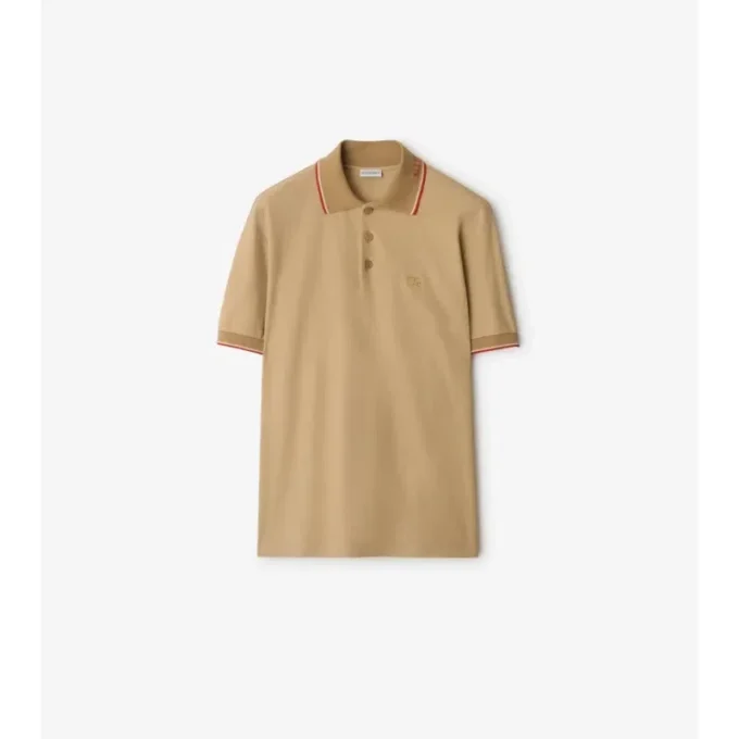 Baumwoll-Poloshirt mit Logo am Kragen