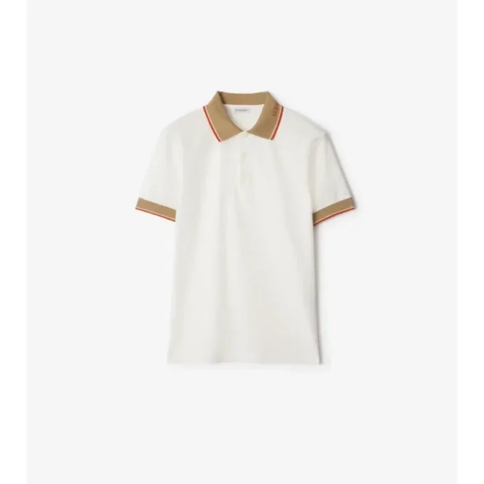 Baumwoll-Poloshirt mit Logo am Kragen