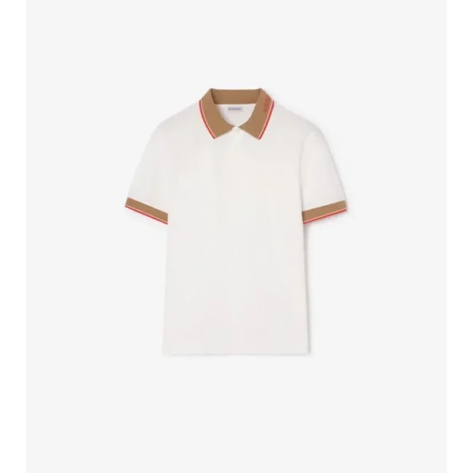 Baumwoll-Poloshirt mit Logo am Kragen