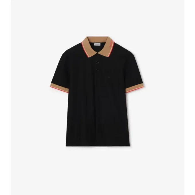 Baumwoll-Poloshirt mit Logo am Kragen