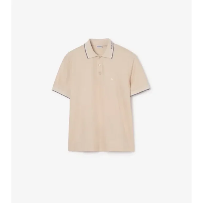 Baumwoll-Poloshirt mit Logo am Kragen
