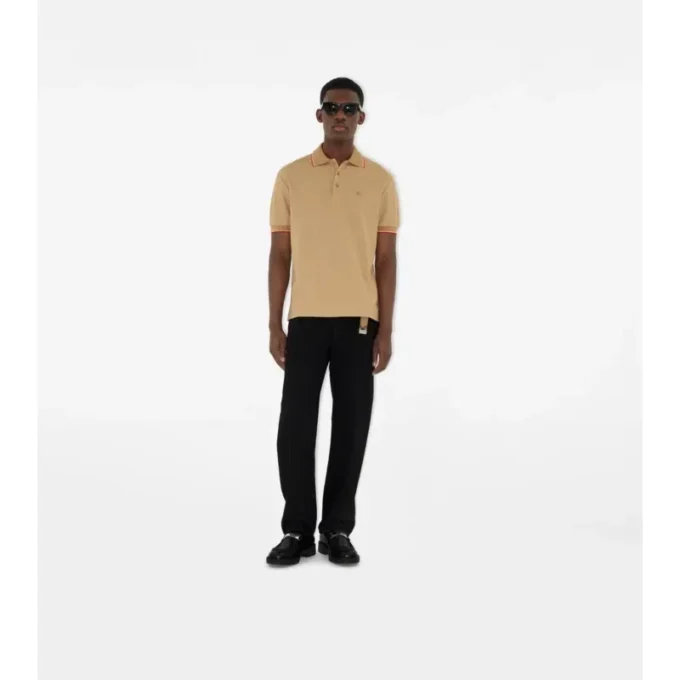 Baumwoll-Poloshirt mit Logo am Kragen