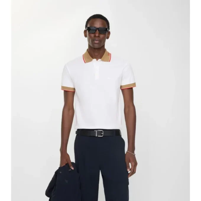 Baumwoll-Poloshirt mit Logo am Kragen