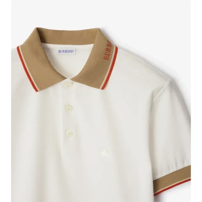 Baumwoll-Poloshirt mit Logo am Kragen
