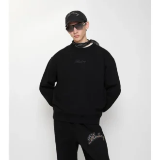 Baumwoll-Sweatshirt mit kursivem Logo
