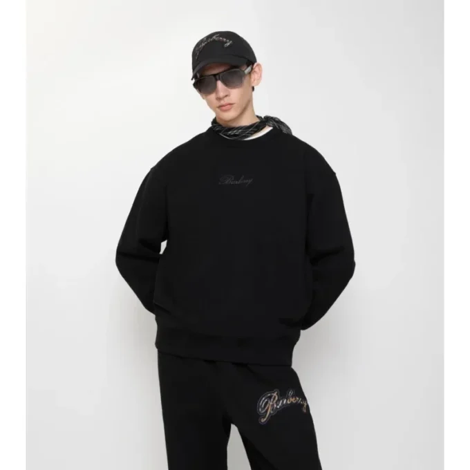 Baumwoll-Sweatshirt mit kursivem Logo
