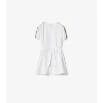 Baumwoll-T-Shirt-Kleid mit Karobordüre