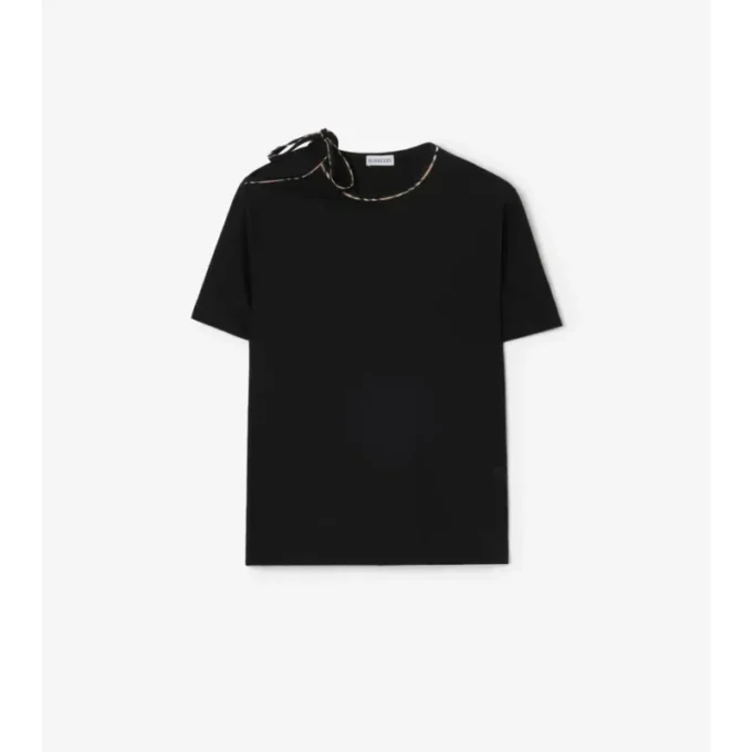Baumwoll-T-Shirt mit gebundenen Ärmeln