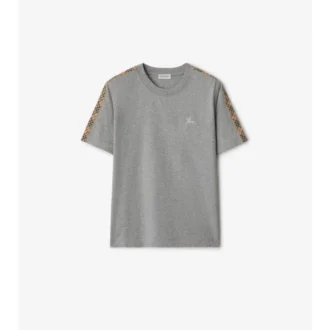 Baumwoll-T-Shirt mit Karobordüre