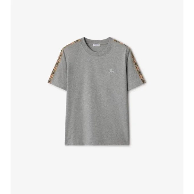 Baumwoll-T-Shirt mit Karobordüre