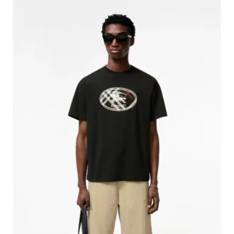 Baumwoll-T-Shirt mit Knight-Stamp-Karomuster