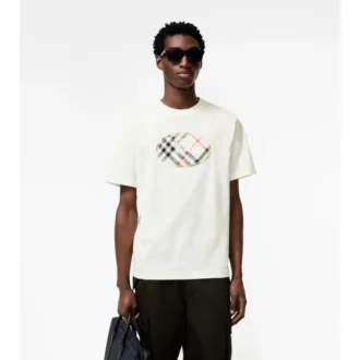Baumwoll-T-Shirt mit Knight-Stamp-Karomuster