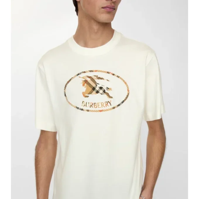 Baumwoll-T-Shirt mit Knight-Stamp-Karomuster