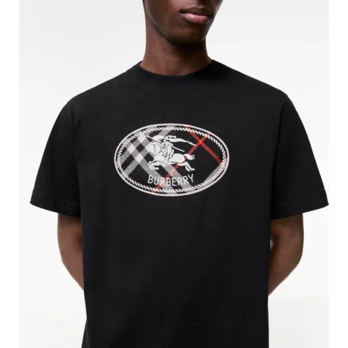 Baumwoll-T-Shirt mit Knight-Stamp-Karomuster