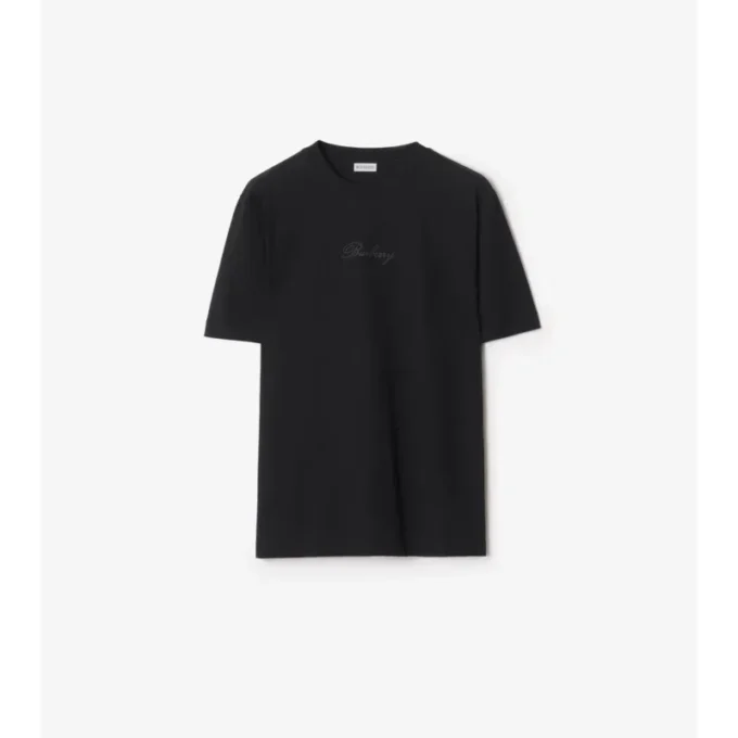 Baumwoll-T-Shirt mit kursivem Logo im Karomuster