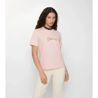 Baumwoll-T-Shirt mit kursivem Logo im Karomuster