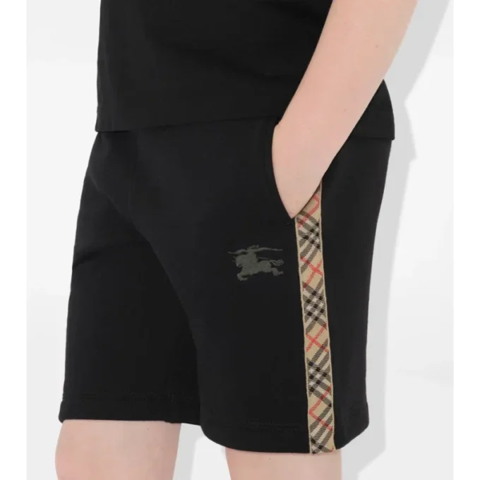 Baumwollshorts mit Karobordüre