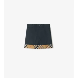 Baumwollshorts mit Karomuster und Umschlag