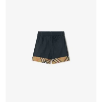 Baumwollshorts mit Karomuster und Umschlag