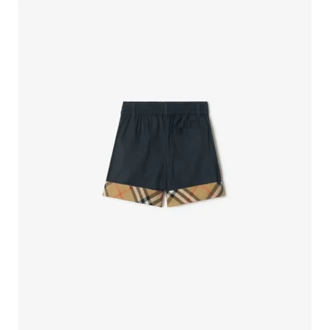 Baumwollshorts mit Karomuster und Umschlag