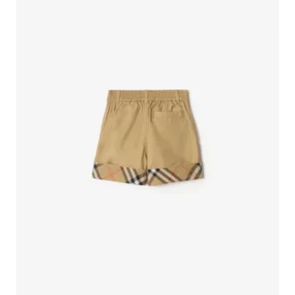 Baumwollshorts mit Karomuster und Umschlag