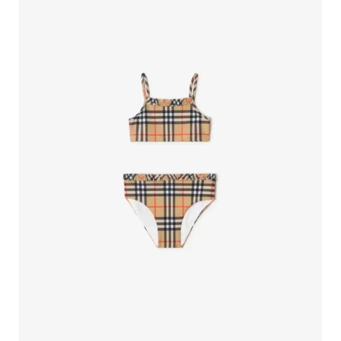 Bikini mit Rüschenbesatz und Karomuster