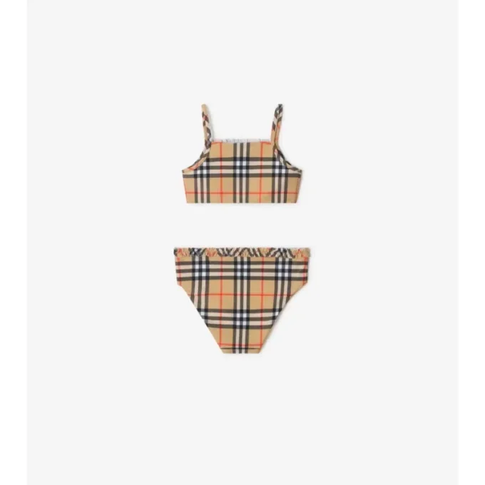 Bikini mit Rüschenbesatz und Karomuster