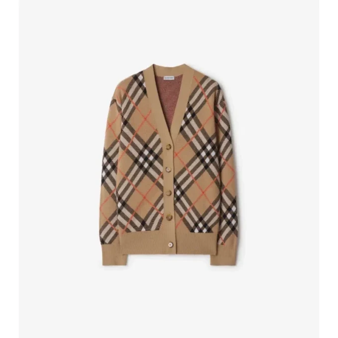 Cardigan aus Wolle-Mohair-Mischung mit Karomuster