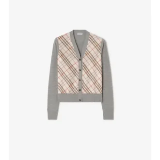 Cardigan aus Wolle und Seide mit Karomuster