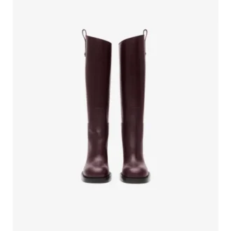Cavalier-Stiefel mit Absatz aus Leder