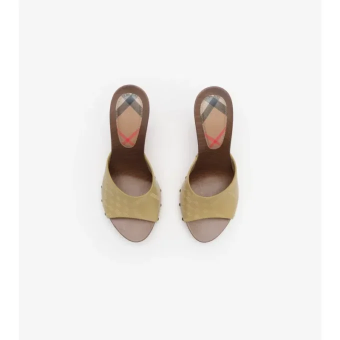 Check Leather Potter Mules 